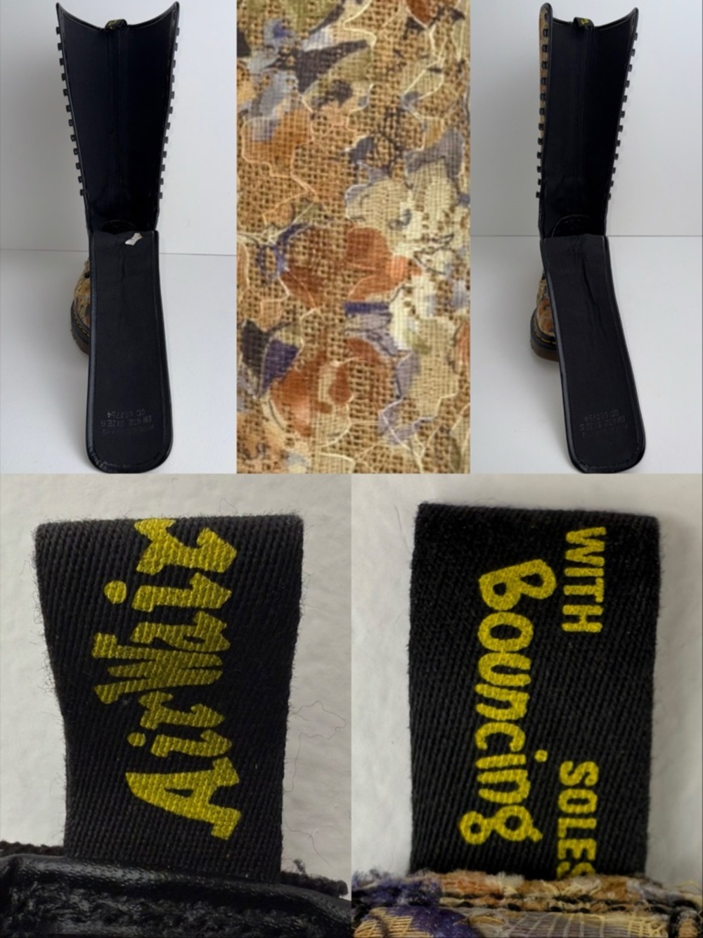 Vintage Dr. Martens Floral Lace Burlap Tall 18 Eye Boots UK 5 - Picture 15 of 16